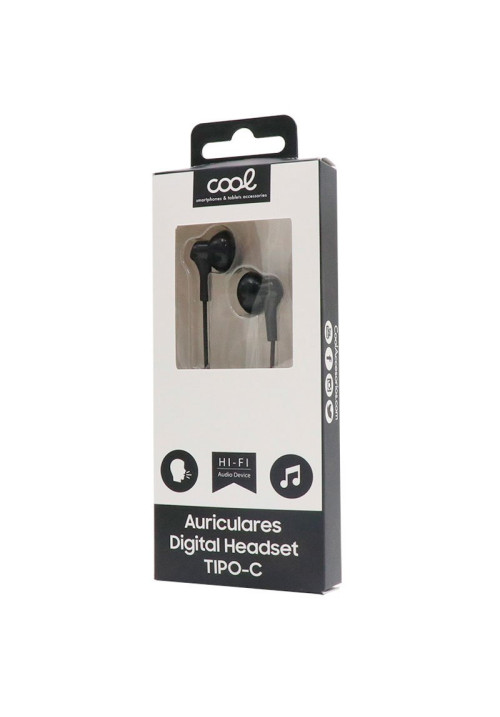 Auriculares Botón COOL Stereo Tipo-C Con Micro (Digital) Negro